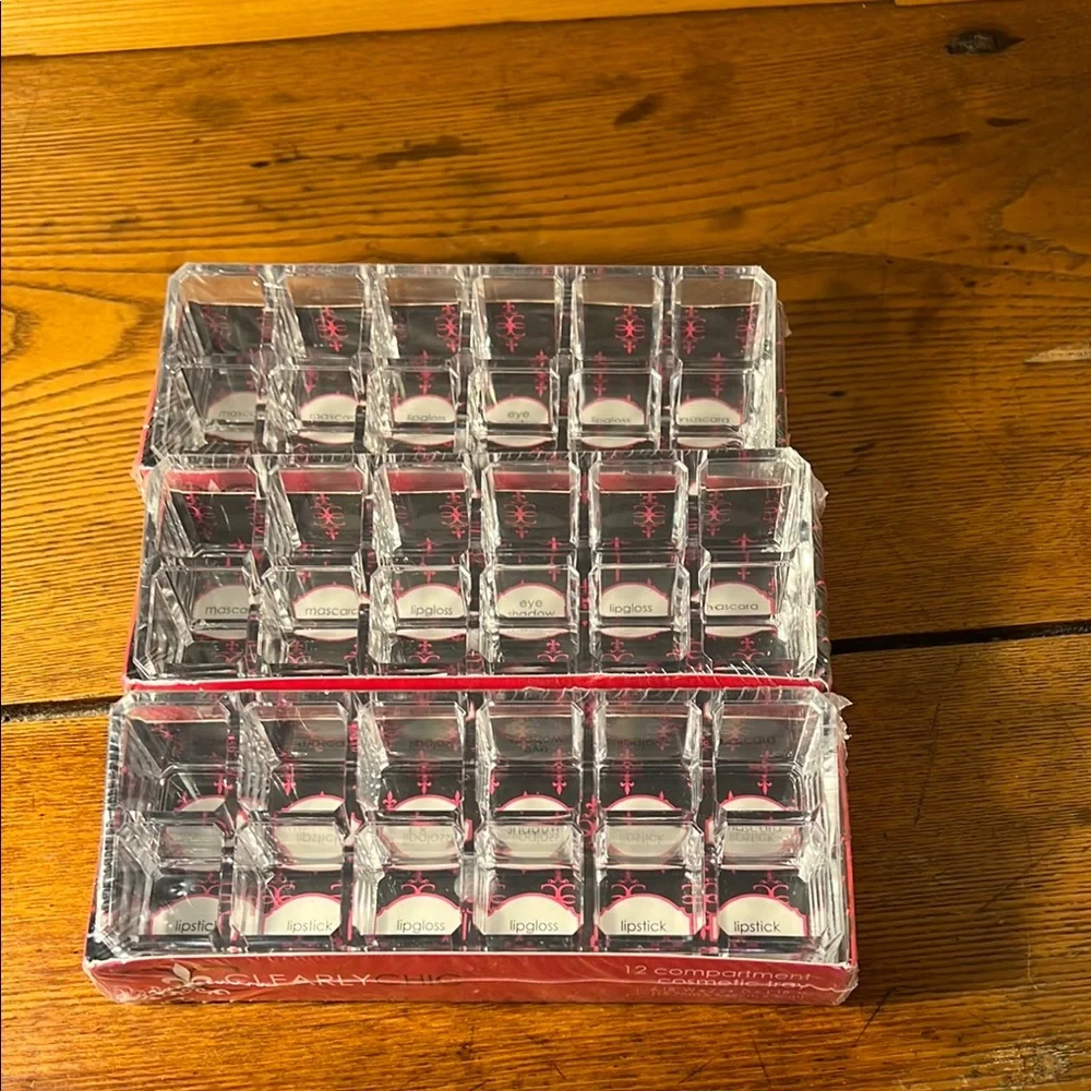 Clear Acrylic Lipstick Cosmetic Organizer Set of Three NWT